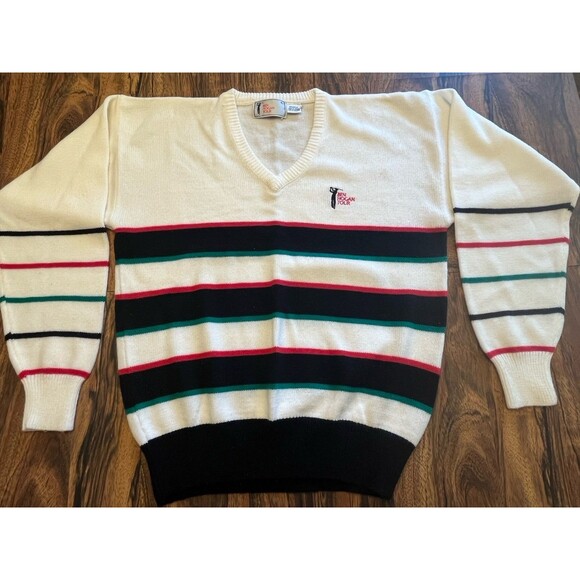 Ben Hogan Sweater Mens L Vintage Golf 80s 90’s Made In Taiwan Pullover Striped - Picture 1 of 10